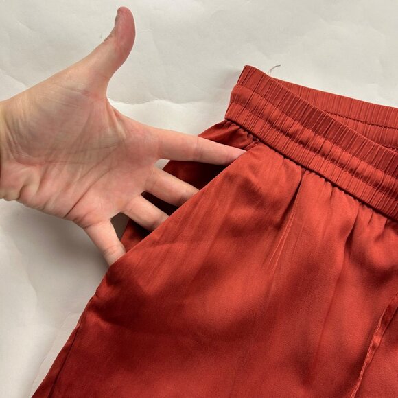 LOFT Fired Clay Red Satin Wide Leg Pant S - Picture 3 of 7